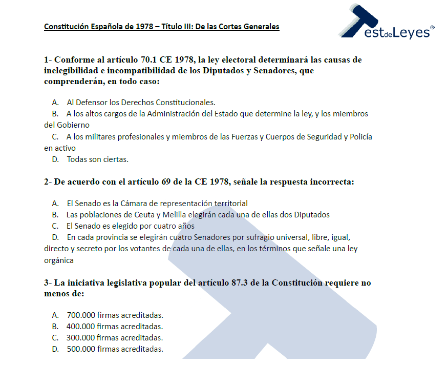 Constitución Española – Título III – De las Cortes Generales - Imagen 2