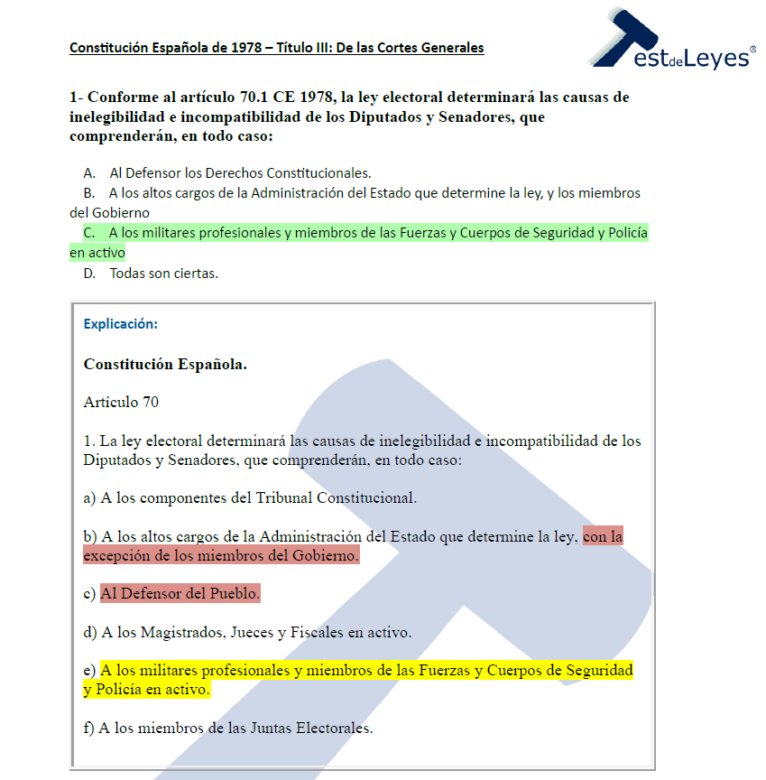Constitución Española – Título III – De las Cortes Generales - Imagen 3