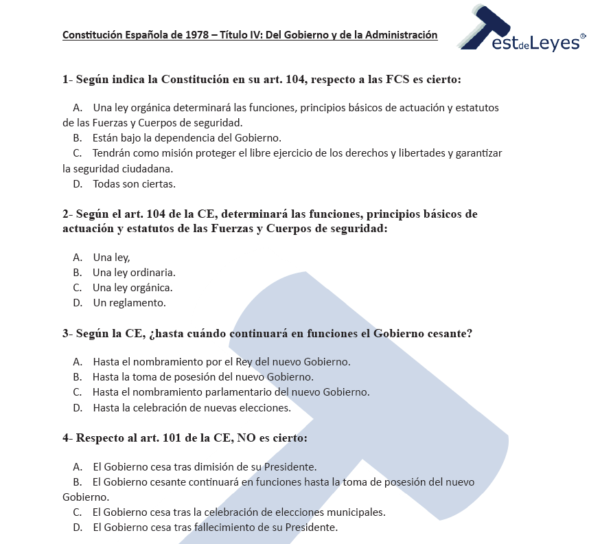 Constitución Española – Título IV – Del Gobierno y de la Administración - Imagen 2