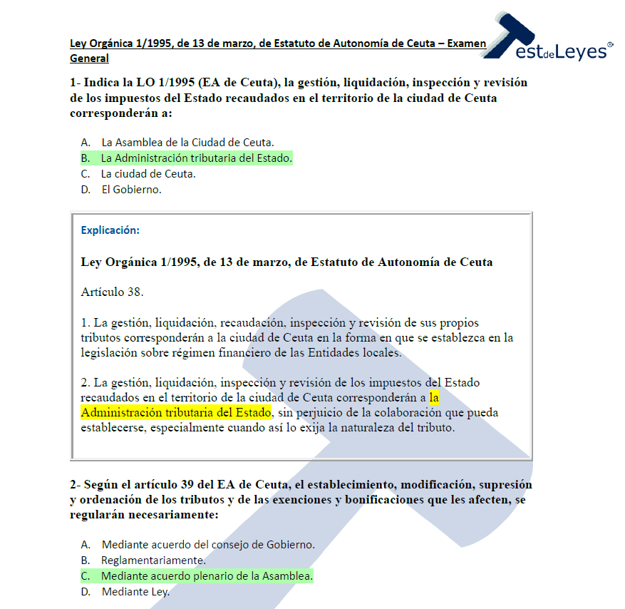 Ley Orgánica 1/1995, de 13 de marzo, de Estatuto de Autonomía de Ceuta - Examen General - Imagen 3