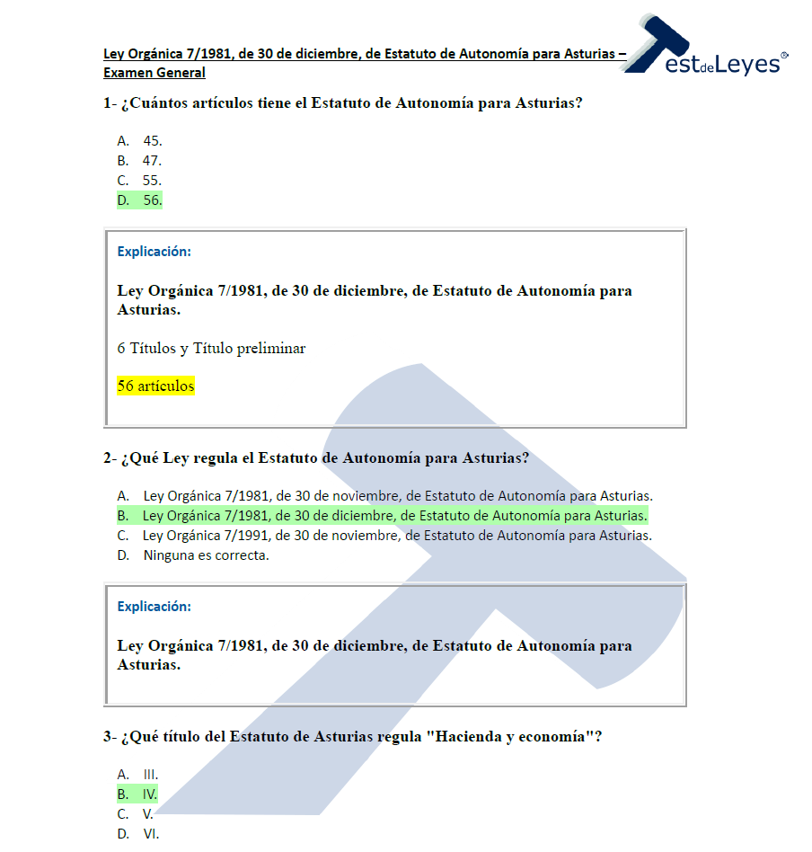 Ley Orgánica 7/1981, de 30 de diciembre, de Estatuto de Autonomía del Principado de Asturias - Examen general - Imagen 3