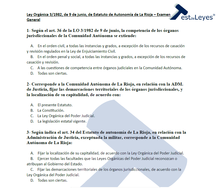 Ley Orgánica 3/1982, de 9 de junio, de Estatuto de Autonomía de La Rioja - Examen general - Imagen 2