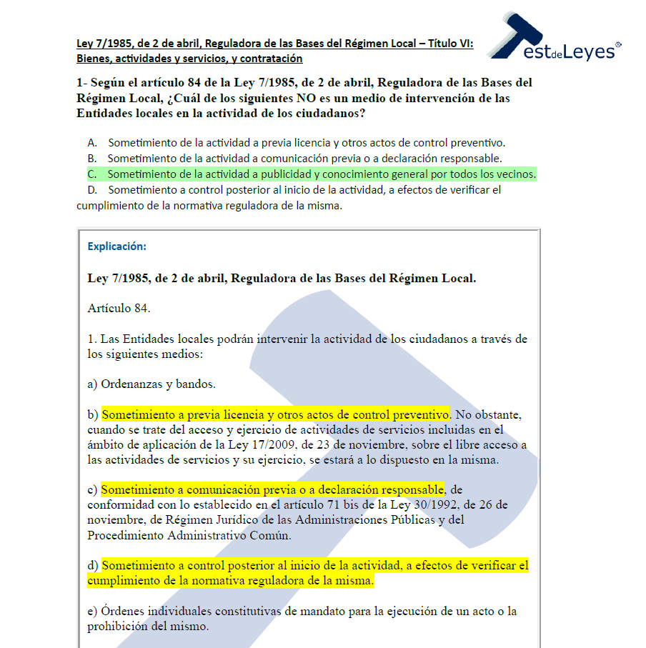 Ley 7/1985, de 2 de abril, Reguladora de las Bases del Régimen Local - Título VI - Bienes, actividades y servicios, y contratación - Imagen 3