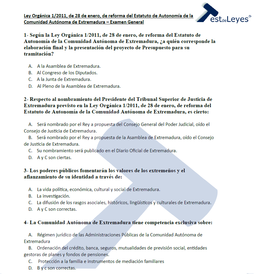 Ley Orgánica 1/2011, de 28 de enero, de reforma del Estatuto de Autonomía de la Comunidad Autónoma de Extremadura - Examen General - Imagen 2