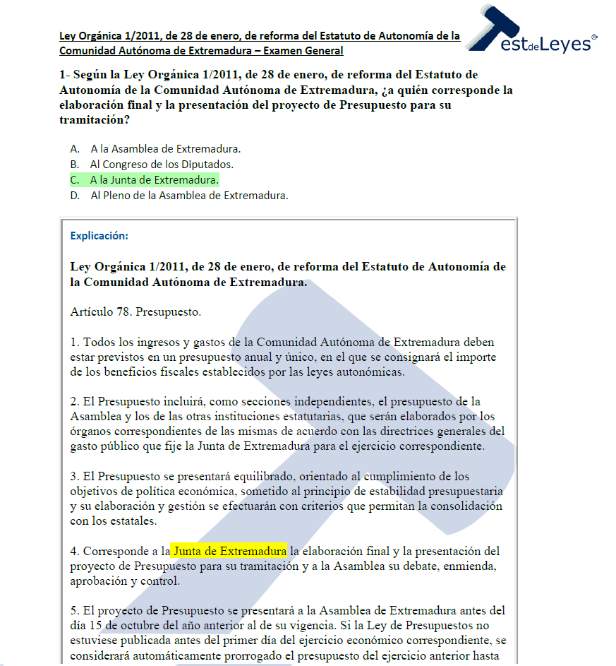 Ley Orgánica 1/2011, de 28 de enero, de reforma del Estatuto de Autonomía de la Comunidad Autónoma de Extremadura - Examen General - Imagen 3