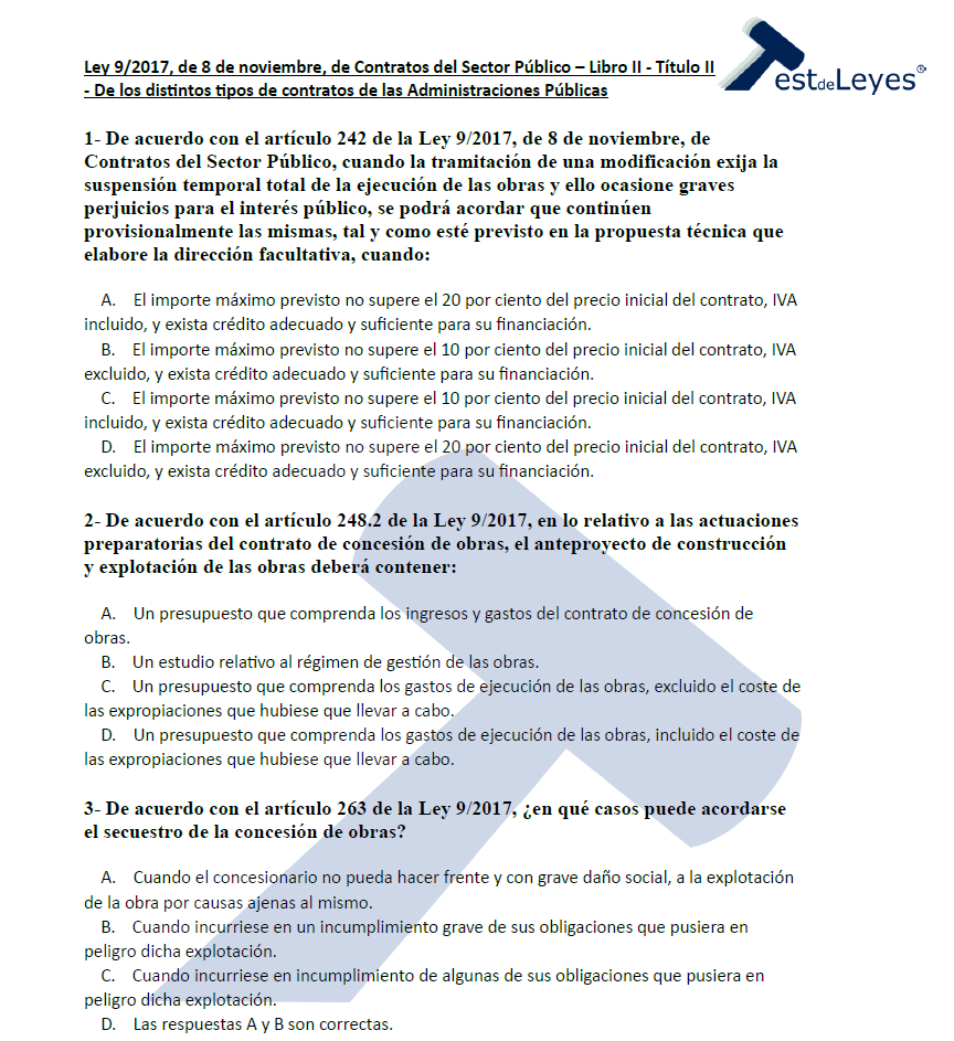 Ley 9/2017, de 8 de noviembre, de Contratos del Sector Público - Libro II Título II - De los distintos tipos de contratos de las Administraciones Públicas - Imagen 2