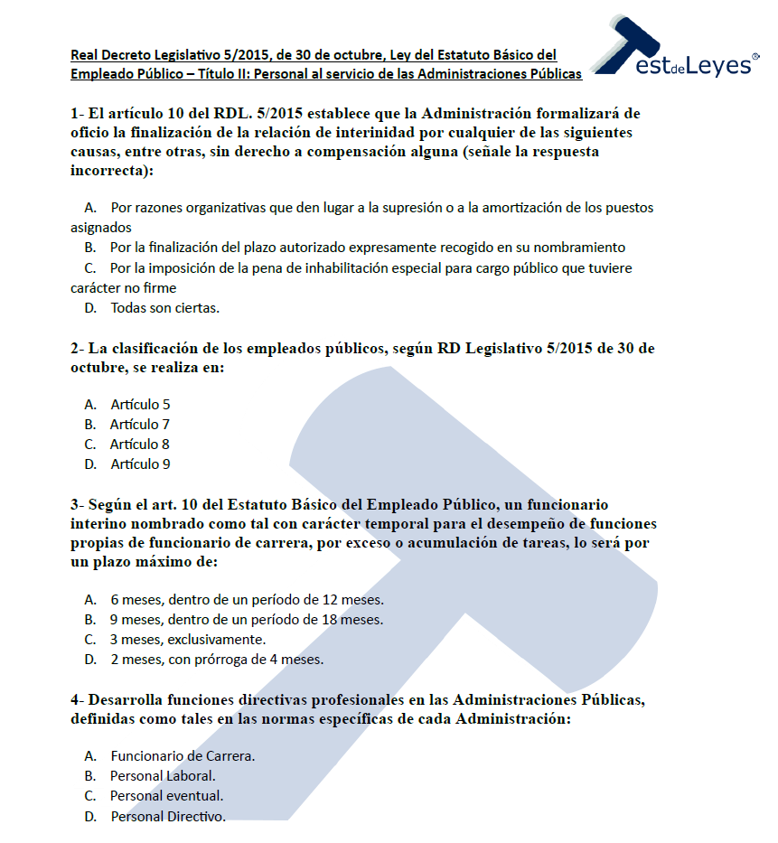 Estatuto Básico del Empleado Público - Título II - Personal al servicio de las Administraciones Públicas - Imagen 2