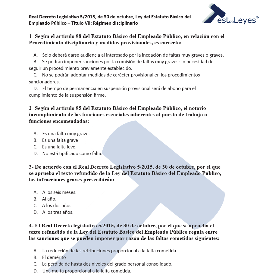 Estatuto Básico del Empleado Público - Título VII - Régimen disciplinario - Imagen 2