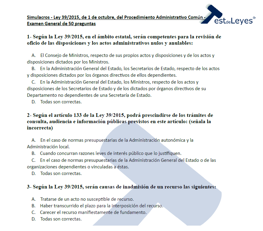 Simulacro General de 50 preguntas de la Ley 39/2015 - Imagen 2