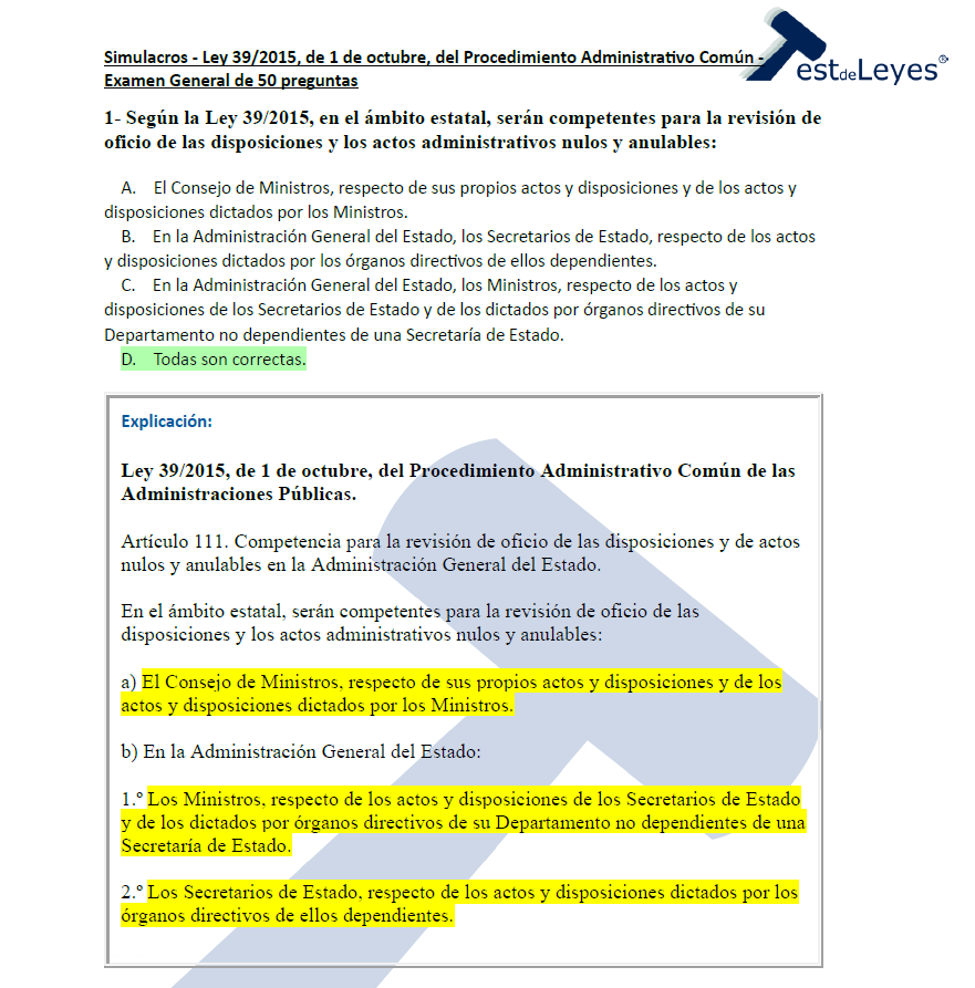 Simulacro General de 50 preguntas de la Ley 39/2015 - Imagen 3