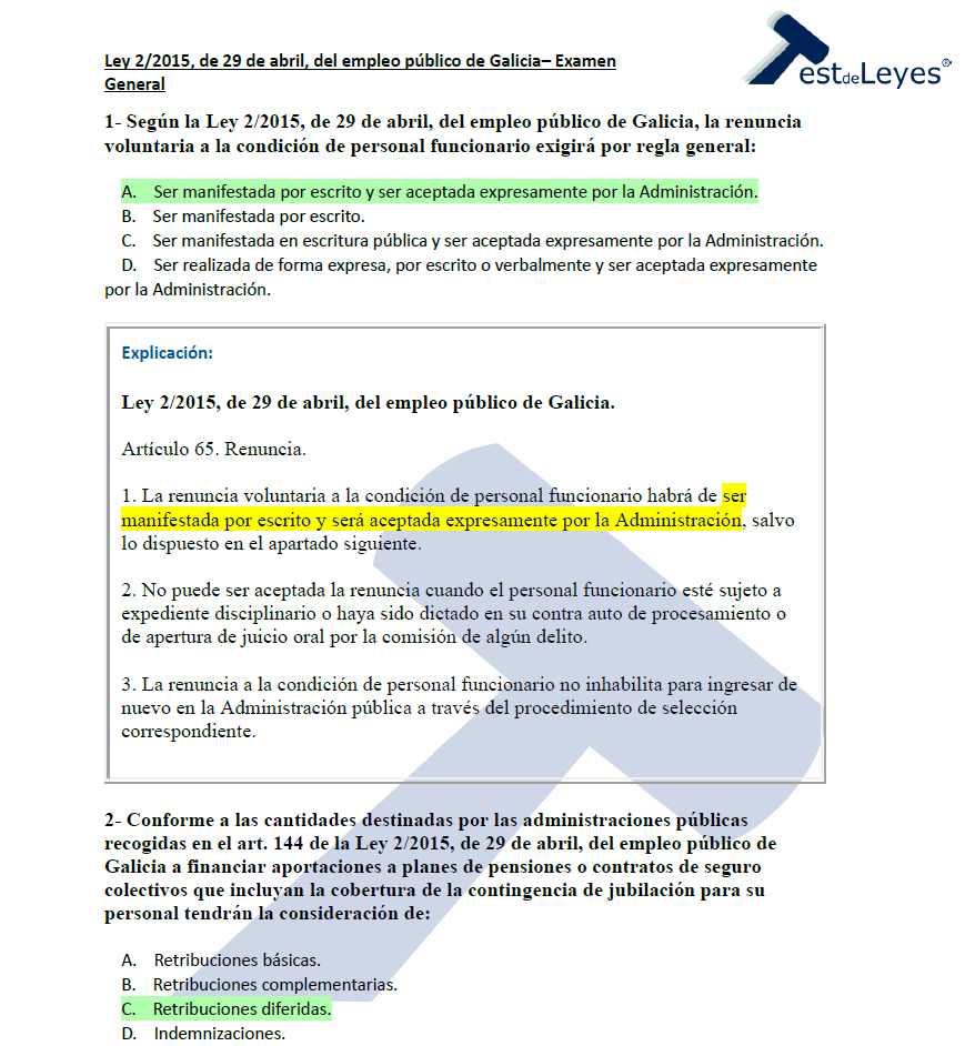Ley 2/2015, de 29 de abril, del empleo público de Galicia - Examen general - Imagen 2