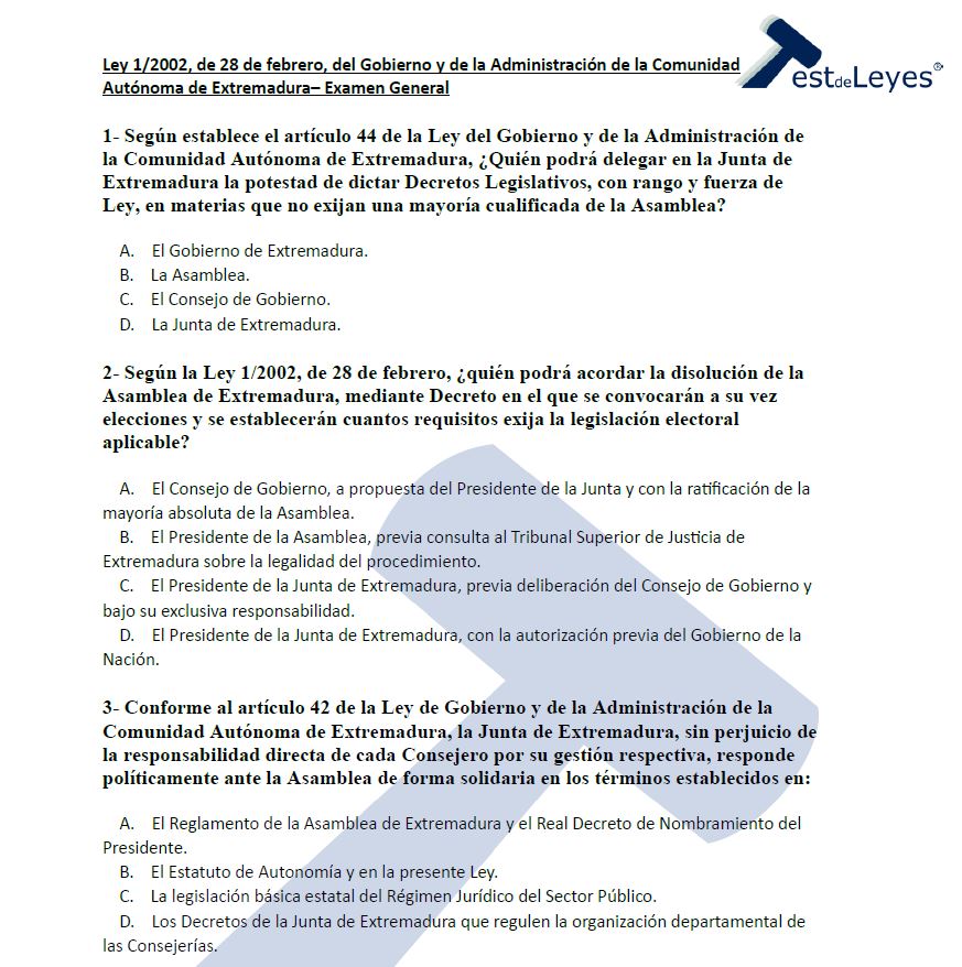 Ley 1/2002, de 28 de febrero, del Gobierno y de la Administración de la Comunidad Autónoma de Extremadura - Examen general - Imagen 2