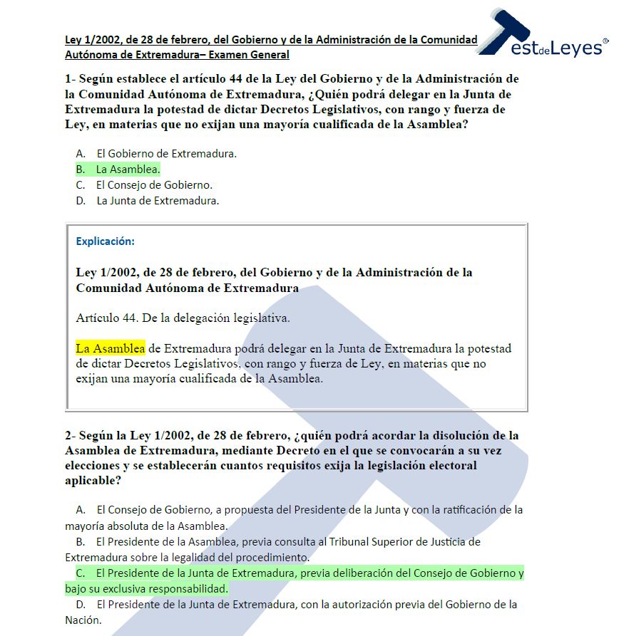 Ley 1/2002, de 28 de febrero, del Gobierno y de la Administración de la Comunidad Autónoma de Extremadura - Examen general - Imagen 3
