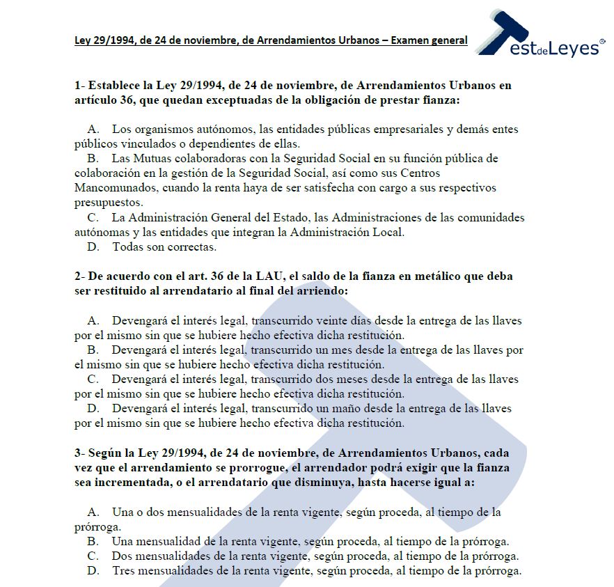 Ley 29/1994, de 24 de noviembre, de Arrendamientos Urbanos - Examen general - Imagen 2