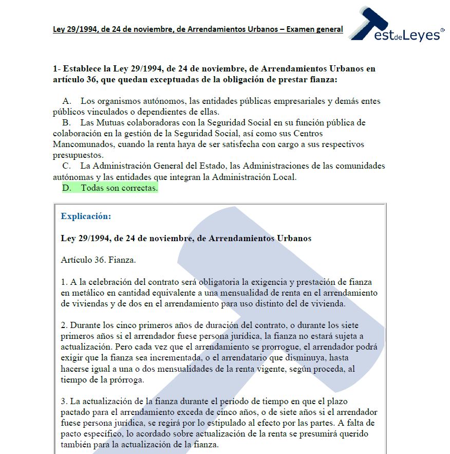 Ley 29/1994, de 24 de noviembre, de Arrendamientos Urbanos - Examen general - Imagen 3