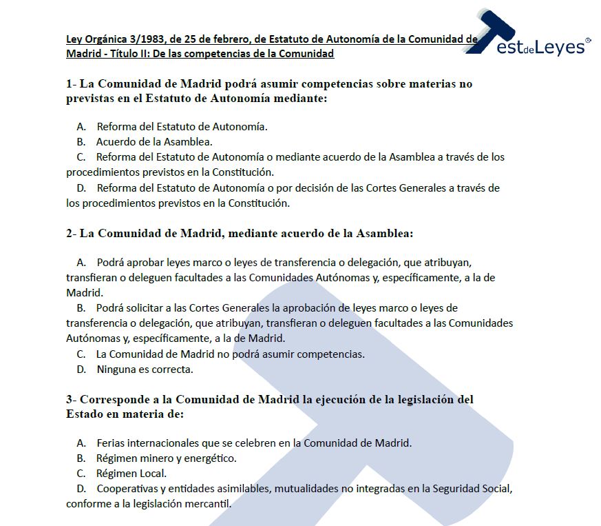 Ley Orgánica 3/1983, de 25 de febrero, de Estatuto de Autonomía de la Comunidad de Madrid - Título II - Imagen 2