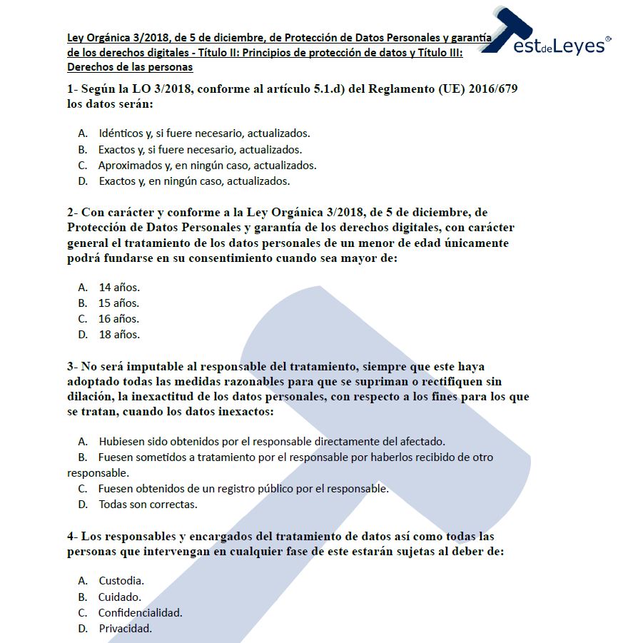 Ley Orgánica 3/2018, de 5 de diciembre, de Protección de Datos Personales y garantía de los derechos digitales - Títulos II y III - Imagen 2