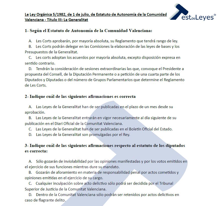 Ley Orgánica 5/1982, de 1 de julio, de Estatuto de Autonomía de la Comunidad Valenciana - Título III - Imagen 2