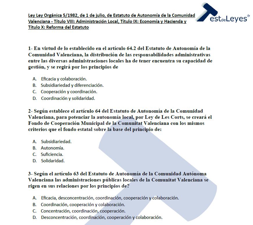 Ley Orgánica 5/1982, de 1 de julio, de Estatuto de Autonomía de la Comunidad Valenciana - Títulos VIII, IX y X - Imagen 2